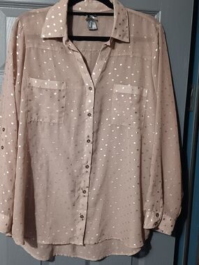 Vanity Blush Top with Silver Metallic Dots